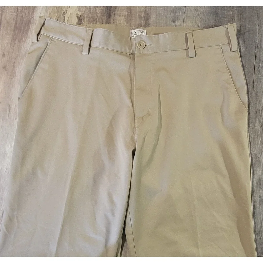 Adidas Mens 34x30 Beige Straight Leg‎ Performance Tech Golf Chino Pants Euc